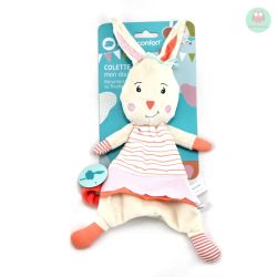 Doudou Plat Lapin Colette Attache Tetine Bebe Confort